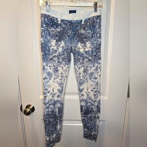 Mother Jeans The Looker Ankle Zip Skinny Blue and White Size 25
